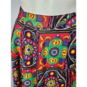 Vintage 1990s Patchwork Skirt, Ports International, Ethnic Print, Rayon